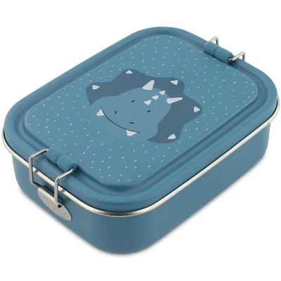 Afbeelding van Trixie Brooddoos klein Mr. Triceratops RSV Lunchbox voor kinderen Makkelijk te openen Broodtrommel Blauw Dino