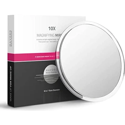 Afbeelding van Mavoro Vergrootspiegel met Zuignappen Drievoudige Zuignapstok op Spiegel 10X Vergroting. Draagbare Reis Make up Spiegel, Vergrote Cosmetische Doek. Spiegels voor Slaapzaalinrichting