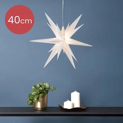 Afbeelding van Witte hangende sterrenlamp met LED verlichting 40cm