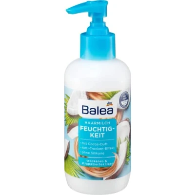 Afbeelding van Balea Haarmelk, 200 ml, voor droog en beschadigd haar, anti droogeffect, met kokosgeur, zonder siliconen, huidverdraagzaamheid, dermatologisch getest