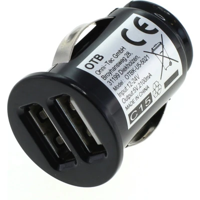 Afbeelding van USB autolader met 2 poorten Smart IC 2,1A / zwart