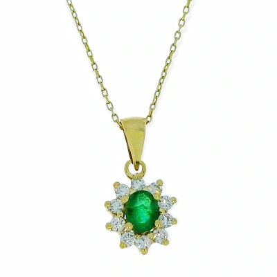 Afbeelding van Gouden Ketting met Hanger Diamant Smaragd 14 karaats