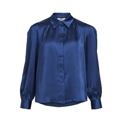 Afbeelding van OBJECT blouse OBJSATEEN van gerecycled polyester blauw