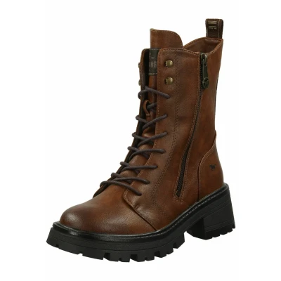 Afbeelding van Mustang Enkellaarsjes met plateauzool, Dames, Maat: 39, Cognac Schoenen