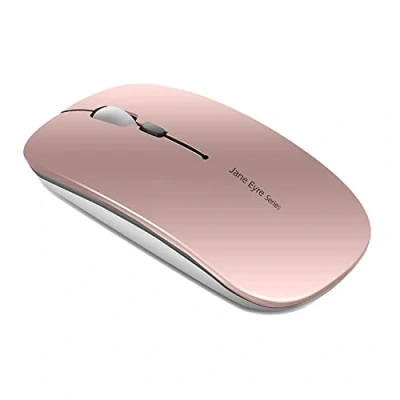Afbeelding van Uiosmuph Q5 Draadloze Muis, 2,4 GHz USB oplaadbaar muis met nano ontvanger slanke stille gamingmuis voor Windows PC laptop Mac MacBook roségoud