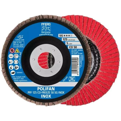 Afbeelding van PFERD 67612550 PFF 125 CO FREEZE 50 SG INOX Lamellenschijf Diameter mm Boordiameter 22.23 Legering op nikkelbasis, Superlegeringen nikkel of