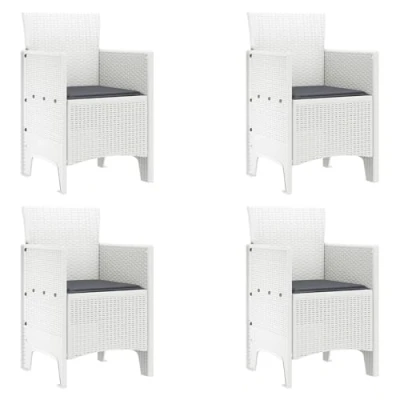 Afbeelding van vidaXL Tuinstoel Set van 4 Wit, Anthraciet Kunststof, Polyester