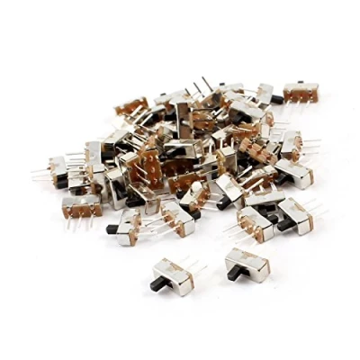 Afbeelding van sourcingmap 55 stuks 3Pin PCB Mount 2 Positie SPDT Horizontale Mini Slide Switch Zilver Toon, Zwart