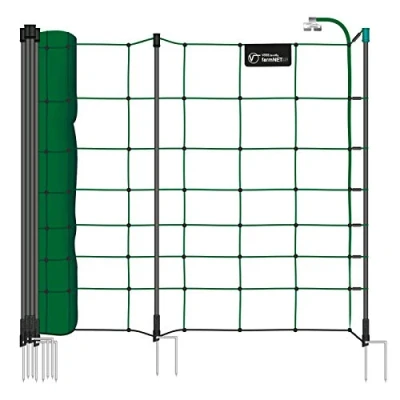 Afbeelding van VOSS.farming farmNET+ schapennet, 25 m, dubbele punt, 90 cm hoog, groen, schrikdraadnet, lammeren, varkens, geiten, pluimvee, honden
