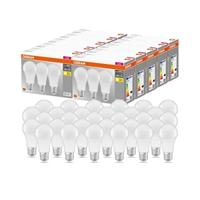Afbeelding van OSRAM LED Base Classic A lamp, in gloeilampvorm met E27 fitting, Niet dimbaar, Vervangt 100 Watt, Mat, Warm Wit 2700 Kelvin, 10 x set van 3