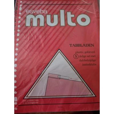 Afbeelding van Tabbladen Multo A4 23 gaats 5 delig PP assorti