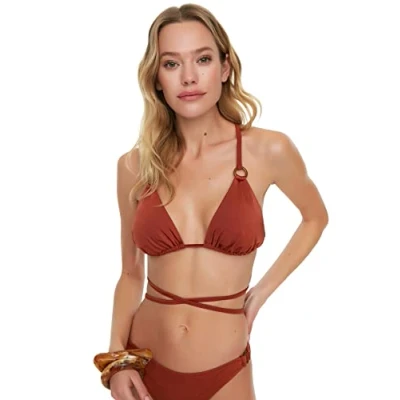 Afbeelding van Trendyol Damesaccessoire gedetailleerde bikini top, bruin, 42