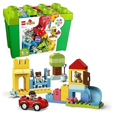 Afbeelding van LEGO DUPLO Luxe opbergdoos Speelgoed Voor Fijne Motoriek Jongens en Meisjes Vanaf 1 Jaar Incl. een Auto, Cijferstenen, Dierenfiguren Doos 10914