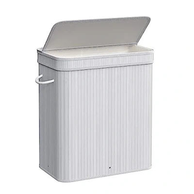 Afbeelding van Bamboe Wasmand 100 liter met Deksel en Handvatten in Grijs