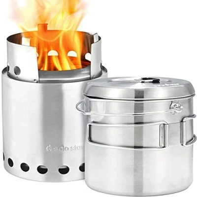 Afbeelding van Solo Stove pan 1800 ml Incl. Nylon zak, lichtgewicht roestvrijstalen kookgerei voor backpackers, markeringen oz en ml, schenktuit, deksel uitklapbare handvaten, 14 x 15,5 cm, 1,8 l, 354 g