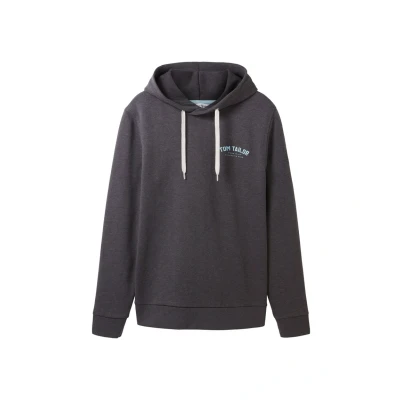 Afbeelding van TOM Tailor MIT LOGO Print Hoodie, Heren, Maat: Large, Dark grey melange