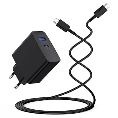 Afbeelding van 65 W USB C oplader, 2 poorts PD voeding, GaN Tech snellader voor Samsung Galaxy S21 S22 S23 Ultra Tablet, i Pad Pro/Air, Huawei Mate, MacBook Lenovo Tab, laptops enz