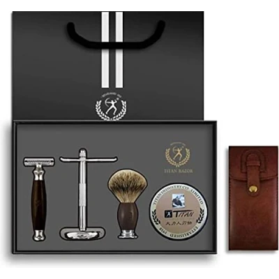 Afbeelding van Titan Klassiek Scheerset + Missan Kam Set Safety Razor Classic scheermes Cadeau voor hem