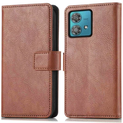 Afbeelding van Motorola Moto G84 Hoesje Kunstleder iMoshion Bookcase Bruin Telefoonhoesje