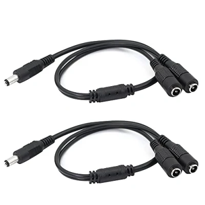 Afbeelding van GINTOOYUN DC voedingsverlengkabel, 5,5 mm x 2,1 1 mannelijke naar 2 vrouwelijke voedingsadapterkabel, voor CCTV bewakingscamera&#039;s, bewakingsrouters, DVR en meer （2 STUKS)