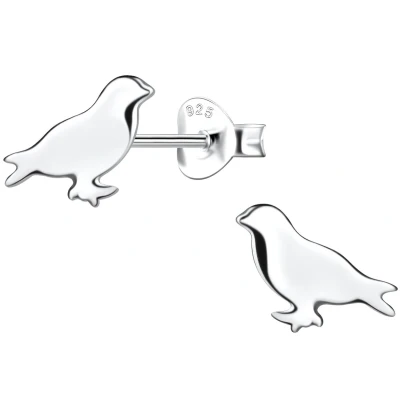 Afbeelding van JoyS Zilveren vogel oorbellen 7 x 8 mm egaal gepolijst oorknoppen sterling zilver 925