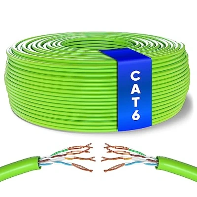 Afbeelding van Mr. Tronic 100m Ethernet Netwerk Bulk Kabel CAT6, AWG24, CCA, UTP, RJ45 Snelle Gegevens LAN Gigabit Internetverbinding (100 Meter, Groen)
