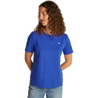 Afbeelding van Tommy Hilfiger Contrast FLAG TEE Tshirt basic, Dames, Maat: XS, Noble blue