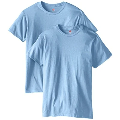 Afbeelding van Hanes Heren Nano Premium Cotton T Shirt (Pack van 2), lichtblauw, M