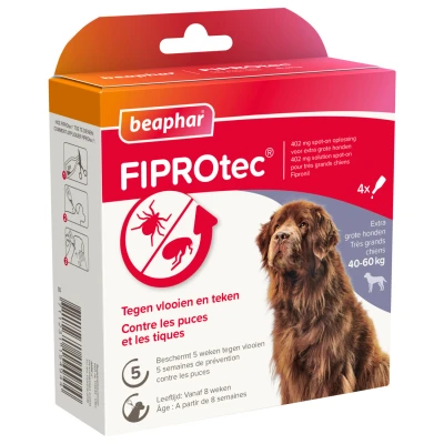 Afbeelding van 2x Beaphar Fiprotec Anti Teken &amp;Vlooiendruppels Hond 40 60 kg 4 stuks
