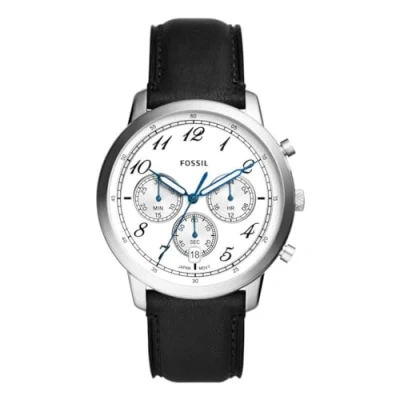 Afbeelding van Fossil Neutra horloge voor heren, chronograaf uurwerk met roestvrij stalen of leren band, Black and White
