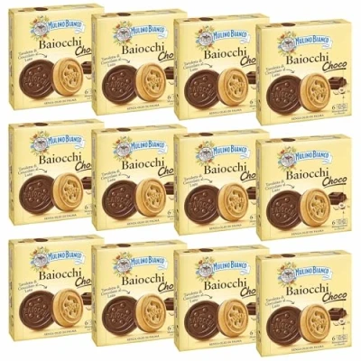 Afbeelding van MULINO BIANCO Baiocchi Italiaanse Koekjes met vulling (x12, Choco)