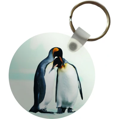 Afbeelding van Sleutelhanger Pinguïns Sneeuw Familie Plastic Rond Uitdeelcadeautjes