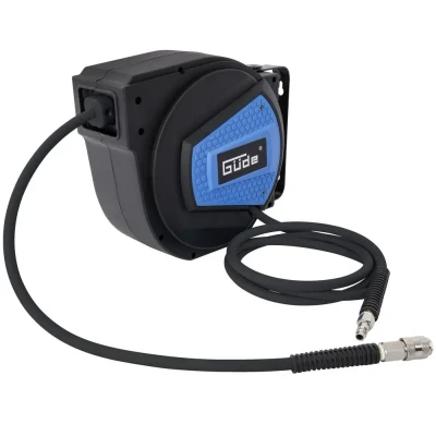 Afbeelding van Güde Automatische slanghaspel 10 m (werkdruk 12 bar, 180 draaibaar, zeer flexibele olie en temperatuurbestendige persluchtslang, aansluitschroefdraad 1/4 inch, wandhouder)