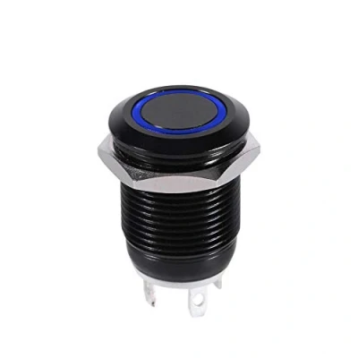 Afbeelding van Keenso auto LED drukknop, 12V 2A 12mm Momentan drukknop waterdichte knop aan /uitschakelaar (blauw) Automotive schakelaars