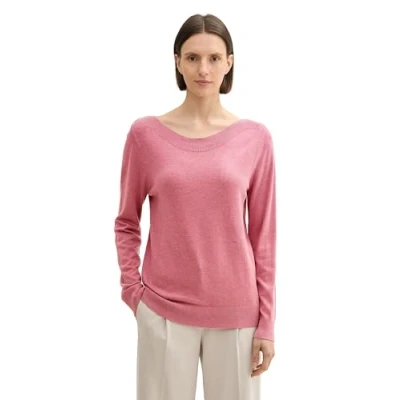Afbeelding van TOM Tailor Basic Trui, Dames, Maat: Large, Wine rose melange inject