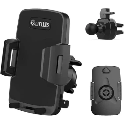 Afbeelding van Quntis telefoonhouder voor autoventilatie, ruimte oplaad en AUX kabel, 360 draaibaar, universele in de auto, compatibel met iPhone, Samsung, Huawei, HTC, LG, Sony, Xiaomi,
