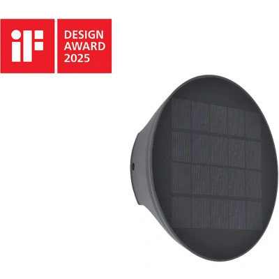 Afbeelding van LUTEC Belka LED hybrid wandlamp voor buiten Hybride werking (zowel op zonne energie als elektriciteit) Langdurige (tot 10 uur) Up &amp; Down 280Lm 3000K warm wit licht IP54 extra weerbestendig Donkergrijs