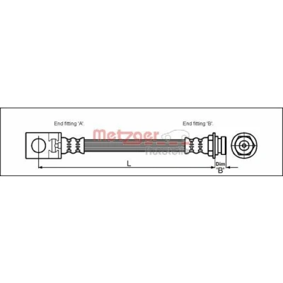 Afbeelding van METZGER 4113524 Remslang 347mm 3/8&quot; 24 JEEP: Cherokee II (XJ) 2.5 i 4x4, 4.0 i, 2.1 TD, TD 1984 2001