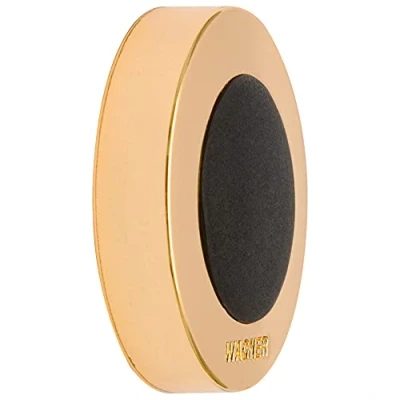 Afbeelding van WAGNER design muur deurstopper SCREW OR GLUE/schroef of lijm diameter Ø 38 x 10 mm, metaal hoogglans goud look, zonsondergang goud, thermoplastisch rubber, zwart, prijs 15513711