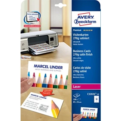 Afbeelding van AVERY Zweckform Quick &amp; Clean Visitekaartjes, 10 vellen