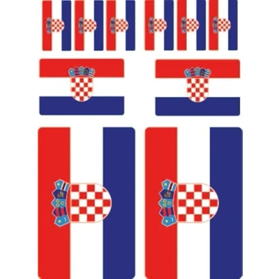 Afbeelding van 10 stuks vlaggenstickers Kroatië set stickers Croatia autostickers offsetdruk