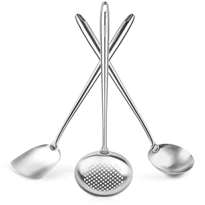 Afbeelding van Yosukata 43cm Wok Spatel en Pollepel Skimmer Lepel RVS Kookgerei Set van 3 304 Keukengerei Vaatwasmachinebestendige Accessoires Gebruiksvoorwerpen