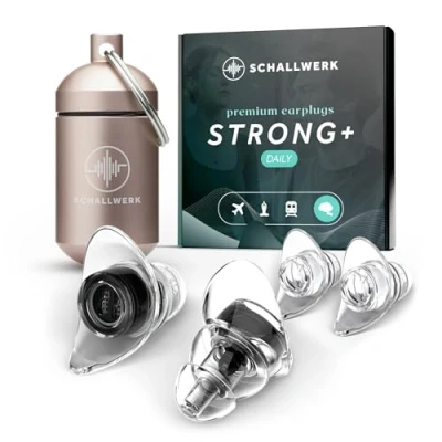 Afbeelding van Schallwerk ® Strong+ Daily oordopjes, onopvallende dempen lawaai en behouden geluidskwaliteit, transparante geschikt voor muziek, festival, werk leren