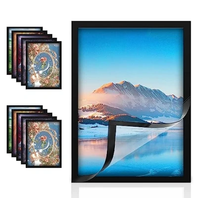 Afbeelding van 10 stuks magneetlijsten A4, zelfklevende magneetlijsten, opklapbaar magneetframe, met magneetsluiting, informatievak, bladhouder voor notities, licenties, prints en oorkonden