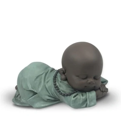 Afbeelding van Figuur Bonons snurken Zen en Feng Shui voor een ontspannen spirituele sfeer cadeau idee geluksbrenger breedte: 11,5 cm kleur: groen bruin Zen&#039;Light