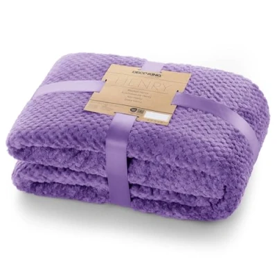 Afbeelding van DecoKing Henry knuffeldeken van 70 x 150 cm, paars, deken, microvezel, woondeken, sprei, fleece, zacht, behaaglijk, Scandinavische stijl