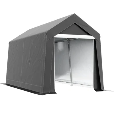 Afbeelding van Outsunny Garagenzelt, 2,1 x 3,6 2,35 m Lagerzelt mit UV Schutz, Reißverschlusstür, Wasserabweisend Foliengarage für Motorrad, Gartengeräte, Dunkelgrau