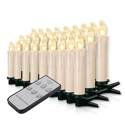 Afbeelding van Forever Speed Ledkaarsen voor de kerstboom, met draadloze afstandsbediening, kerstboomkaarsen, melkwitte kaarsen, 20 stuks