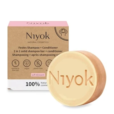 Afbeelding van Niyok® 2 in 1 vaste shampoo + conditioner &quot;Soft Blossom&quot; (80 g) veganistische haarzeep duurzame &amp; haarshampoo haarspoeling 100% natuurlijke cosmetica plasticvrij
