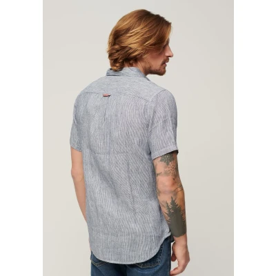Afbeelding van Superdry Mannen Studios Casual Linnen Overhemd Blauw Grootte: Xxl